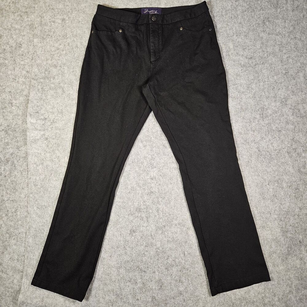 NYDJ Womens Black Lift Tuck Technology Classic‎ Straight Leg Stretch Jeans Sz 10